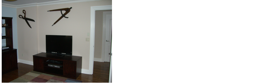 Here we have 46” Sony Bravia LCD TV installation on the stand. There is decorative compasses on the wall above TV. Customer opted to have TV on the stand. We had TV stand secured to furniture top for added stability.